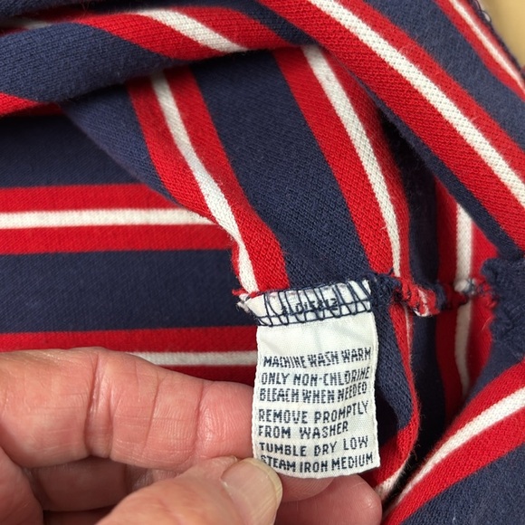 Polo by Ralph Lauren Men's 2 Button Shirt Red White & Navy Stripes Size Large - Picture 12 of 13